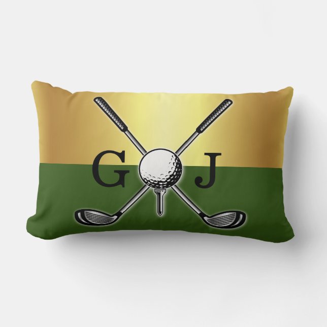Minimalist Custom Elegant Golf Monogram Lumbar Pillow (Front)