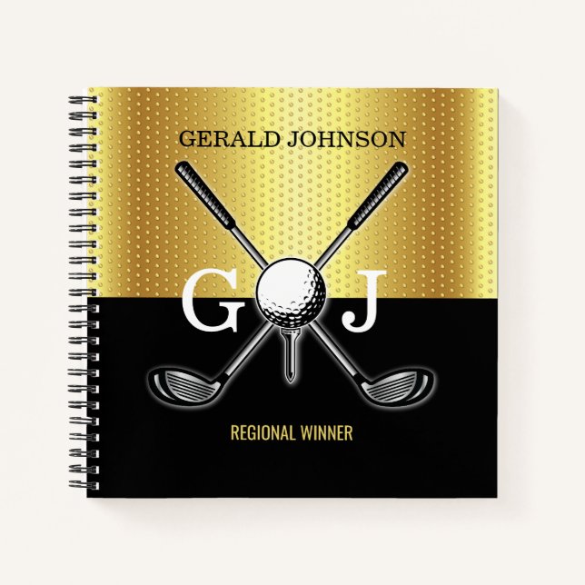 Minimalist Custom Elegant Golf Monogram Notebook (Front)