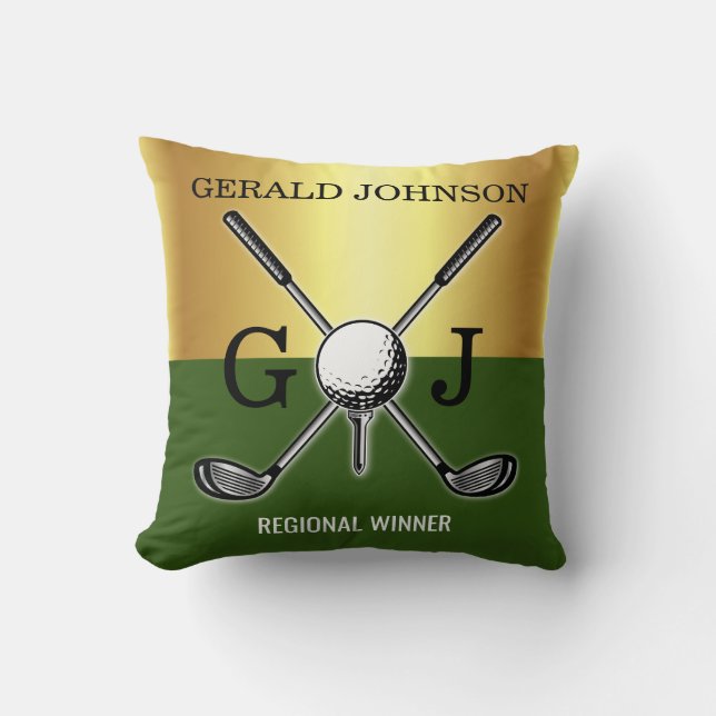 Minimalist Custom Elegant Golf Monogram Throw Pillow (Front)