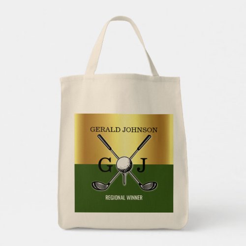 Minimalist Custom Elegant Golf Monogram Tote Bag