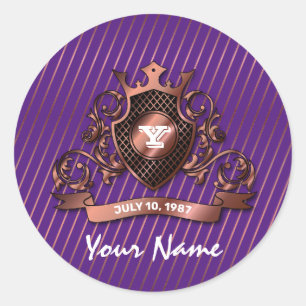 Minimalist Custom Elegant Monogram Design Classic Round Sticker