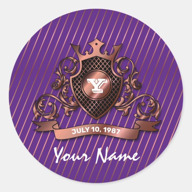 Minimalist Custom Elegant Monogram Design Classic Round Sticker (Front)