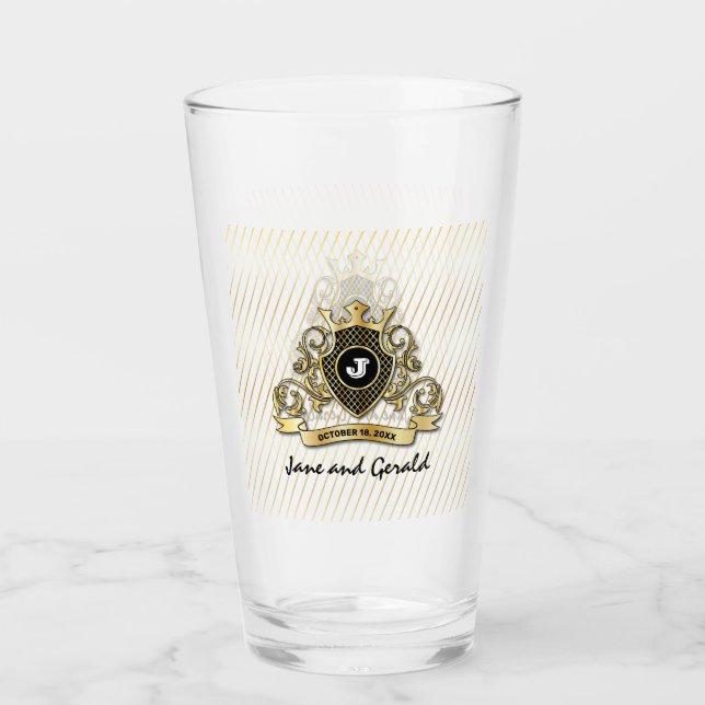 Minimalist Custom Elegant Monogram Design Glass (Front)