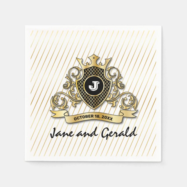 Minimalist Custom Elegant Monogram Design Napkins (Front)