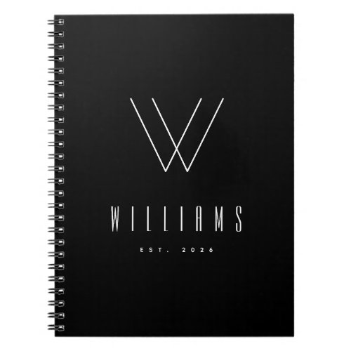 Minimalist Custom Family Name Letter Est Year Notebook