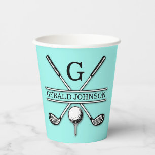 Minimalist Custom Golf Monogram Design Paper Cups