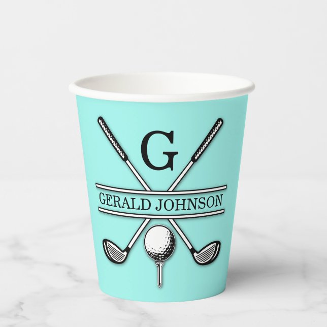 Minimalist Custom Golf Monogram Design Paper Cups (Front)