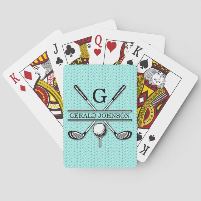 Minimalist Custom Golf Monogram Design Poker Cards (Back)