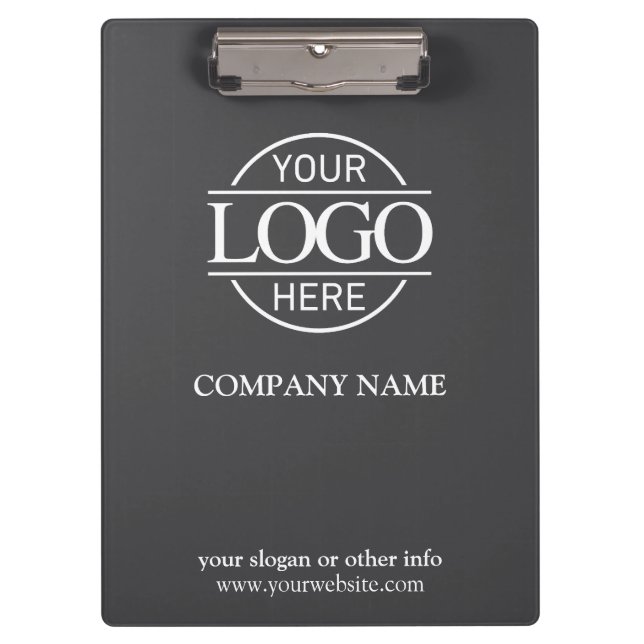 Minimalist Custom Gray Company Business Logo Clipboard (Front)