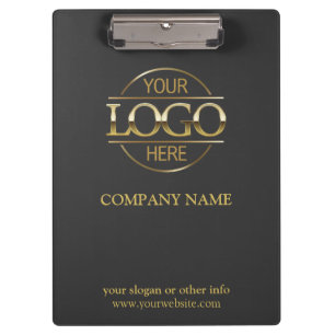 Minimalist Custom Gray Gold Company Business Logo Clipboard