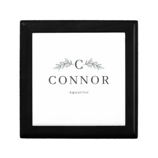 Minimalist Custom Initial & Zodiac Wooden Jewelry Gift Box