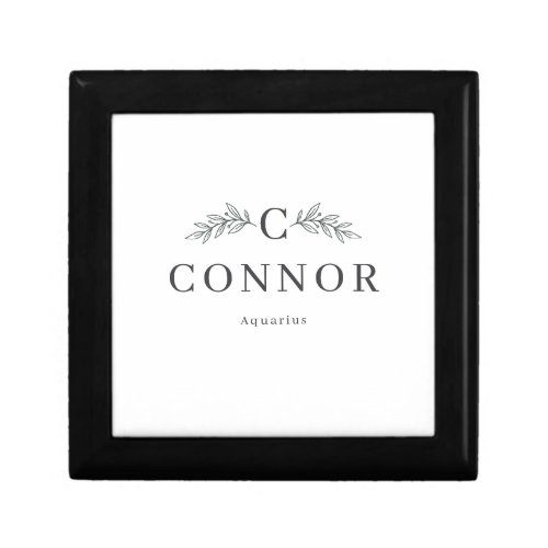 Minimalist Custom Initial & Zodiac Wooden Jewelry Gift Box