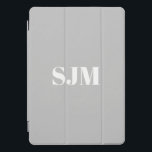 Minimalist Custom light grey & white monogram name iPad Pro Cover<br><div class="desc">Minimalist Custom light grey and white monogram name iPad Pro Cover</div>