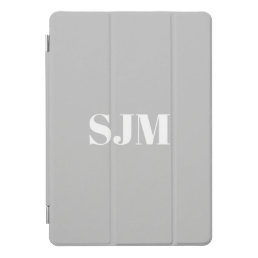 Minimalist Custom light grey &amp; white monogram name iPad Pro Cover