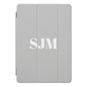 Minimalist Custom light grey & white monogram name iPad Pro Cover