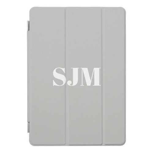 Minimalist Custom light grey  white monogram name iPad Pro Cover
