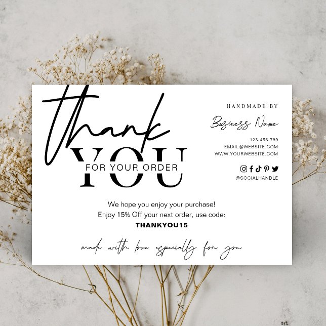 Minimalist Custom Logo Business Package Insert Thank You Card (Creator Uploaded)