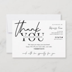 Minimalist Custom Logo Business Package Insert Thank You Card | Zazzle