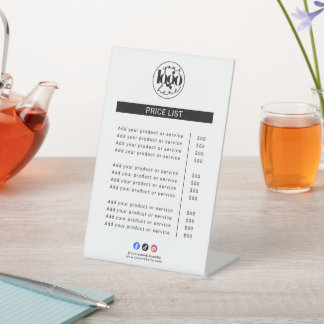 Minimalist Custom Logo Business Price List  Pedestal Sign