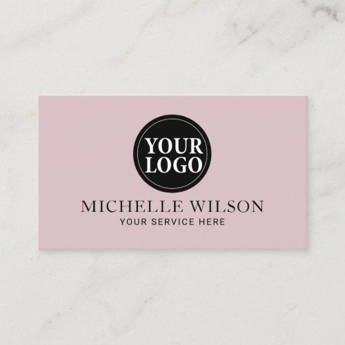 Minimalist Custom Logo Elegant Blush Pink Business Card
