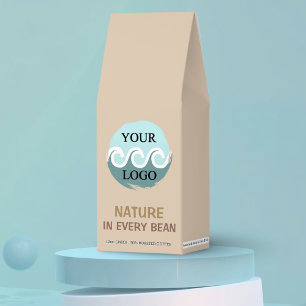 Minimalist custom logo QR code pastel soft beige Roasted Coffee