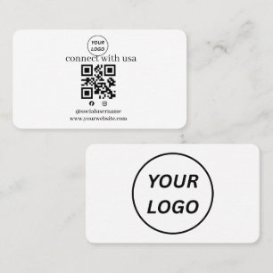 Minimalist Custom Logo QR Code Social Media Busine Business Card