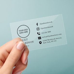 Minimalist Custom Logo Social Icons Professional Clear Business Cards