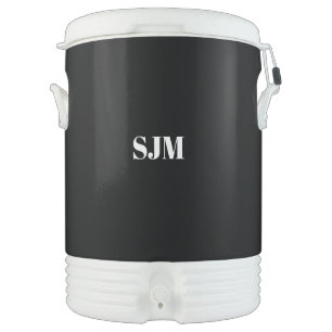 Minimalist Custom monogram initials name black Beverage Cooler