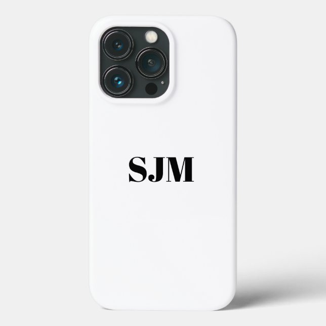 Minimalist Custom monogram name black and white Case-Mate iPhone Case (Back)