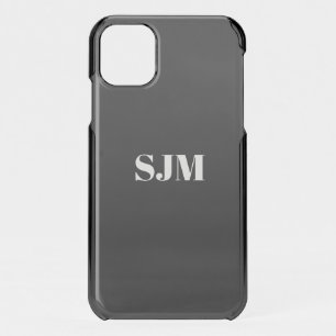 Minimalist Custom monogram name black clear iPhone 11 Case