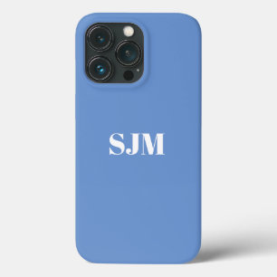 Minimalist Custom monogram name cornflower blue iPhone 13 Pro Case