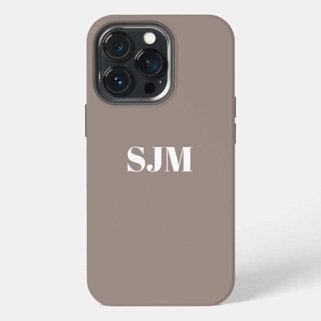 Minimalist Custom monogram name greige beige Iphone Case (Back)