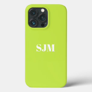 Minimalist Custom monogram name lime green iPhone 13 Pro Case