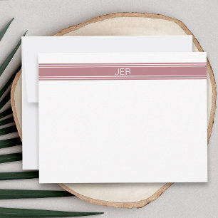 Minimalist Custom Monogram Name or Initials Pink Note Card