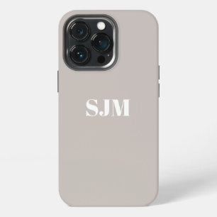 Minimalist Custom monogram name Pale silver white iPhone 13 Pro Case