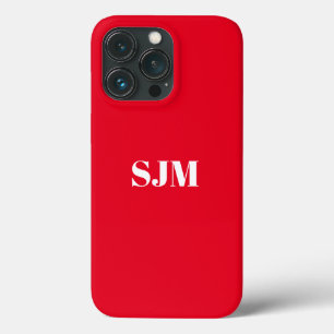 Minimalist Custom monogram name red white iPhone 13 Pro Case