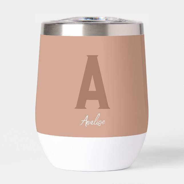Minimalist Custom Monogram Thermal Wine Tumbler (Front)