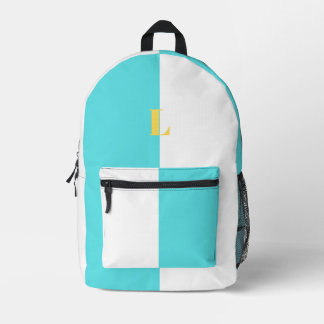 Minimalist Custom Name Blue and White Backpacks