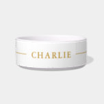 Minimalist Custom Name Gold Script Pet Bowl<br><div class="desc">Minimalist Custom Name Gold Script Pet Bowl. Add your special pet's name. Easy to customize.</div>