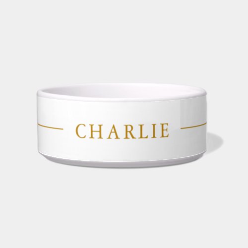 Minimalist Custom Name Gold Script Pet Bowl