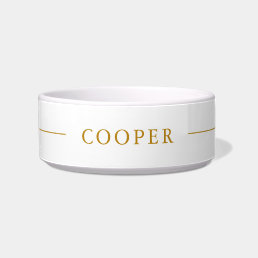 Minimalist Custom Name Gold Script Pet Bowl