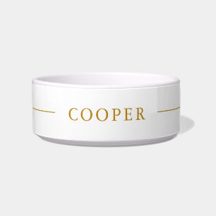 Minimalist Custom Name Gold Script Pet Bowl