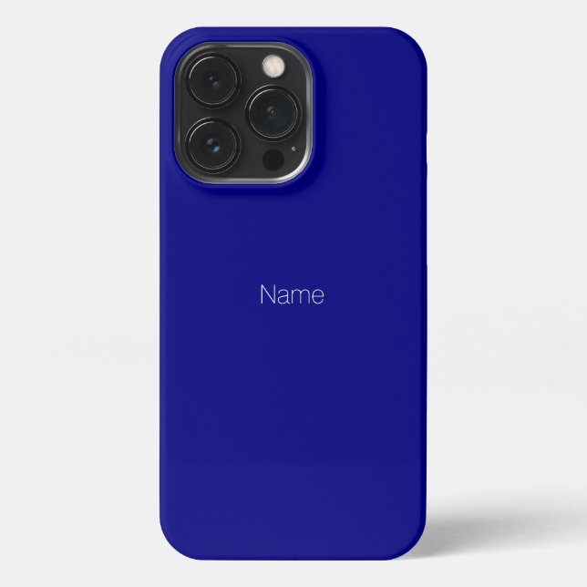 Minimalist custom name monogram cobalt blue iPhone case (Back)