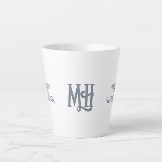 Minimalist Custom Name & Monogram Latte Mug (Front)