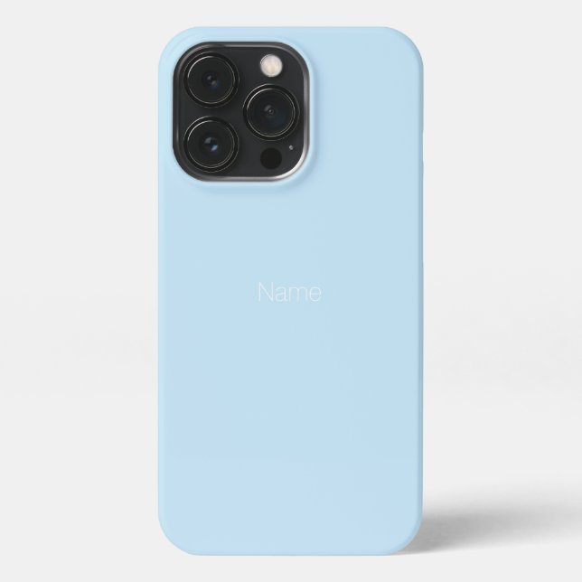 Minimalist custom name monogram light blue iPhone case (Back)