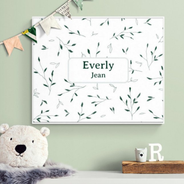 Minimalist Custom Name Nursery Decor Botanical (Customize name! Shown with thin white frame. (yours will be print only) Thank you!)