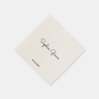 Minimalist Custom Name Personalized Paper Napkins
