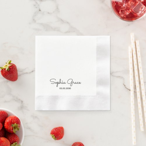 Minimalist Custom Name Personalized Paper Napkins