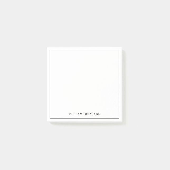 Minimalist Custom Name Professional Modern White Post-it Notes (Front)