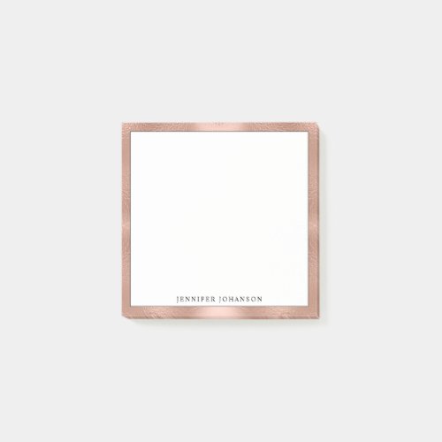 Minimalist Custom Name Professional Rose Gold Post-it Notes